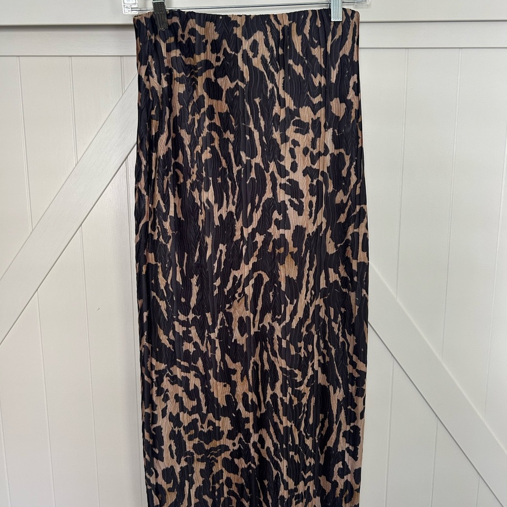 Topshop Black and Brown Animal Print Pencil Skirt